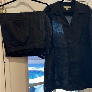 Syllables Black linen short set